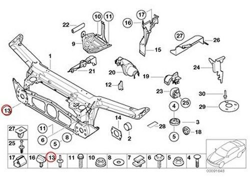 4 x bmw genuine bench seat front carrier frame rivet 4.8-4a e46 07129948781