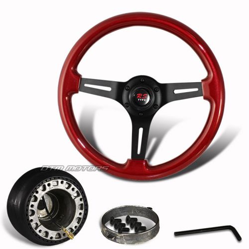 345mm deep dish red wood grain style steering wheel +hub for nissan maxima 300zx