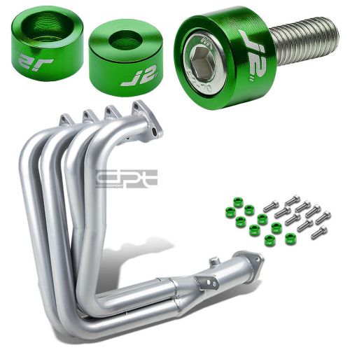J2 for integra dc2 b18 silver exhaust manifold header+green washer cup bolts