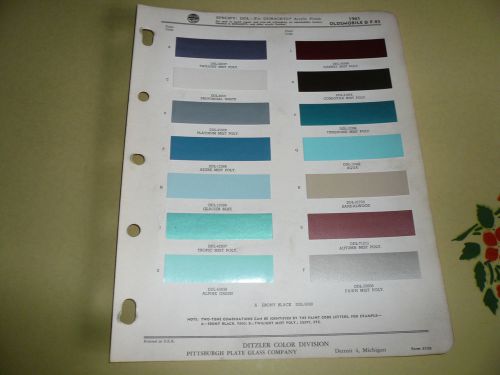 1961 oldsmobile &amp; f-85 ditzler ppg color chip paint sample