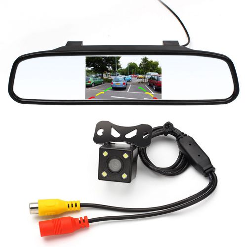 4.3&#034; hd video car monitor mirror + led night vision car rear view parking camera