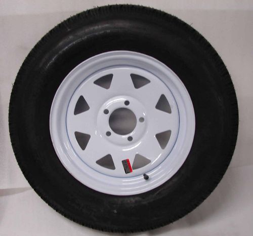 5 white spoke trailer wheel with bias st20575d15 tire mounted  bolt circle