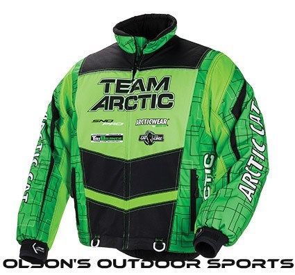 Arctic cat insulated nylon team arctic lime jacket part # 5251-11_