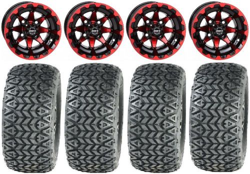 Sti hd6 red/black golf wheels 12&#034; 23x10-12 all trail tires yamaha