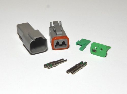 Deutsch dt 2-pin connector kit, c-key wedge, 14 awg solid contacts, from usa