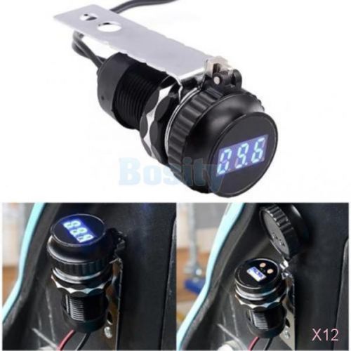 12x car led usb car charger power socket panel with voltmeter for iphone/gps
