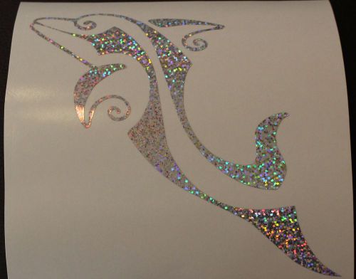 Tribal dolphin silver glitter flake vinyl decal sticker