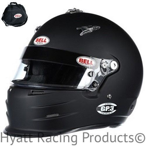 Bell gp.3 auto racing helmet sa2015 &amp; fia - 7 5/8 (61+) / matte black (free bag)