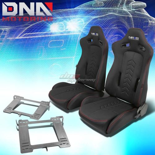Nrg black reclinable racing seats+full stainless bracket for mk3 vw golf/gti