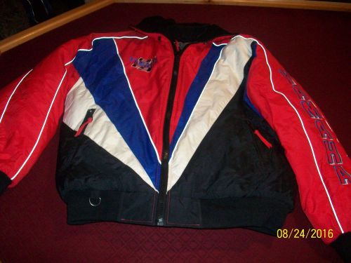 Vintage yamaha men&#039;s red white blue sled racing 7073 snowmobile jacket size mt