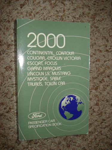 2000 ford specifications manual original book mustang taurus thunderbird &amp; more