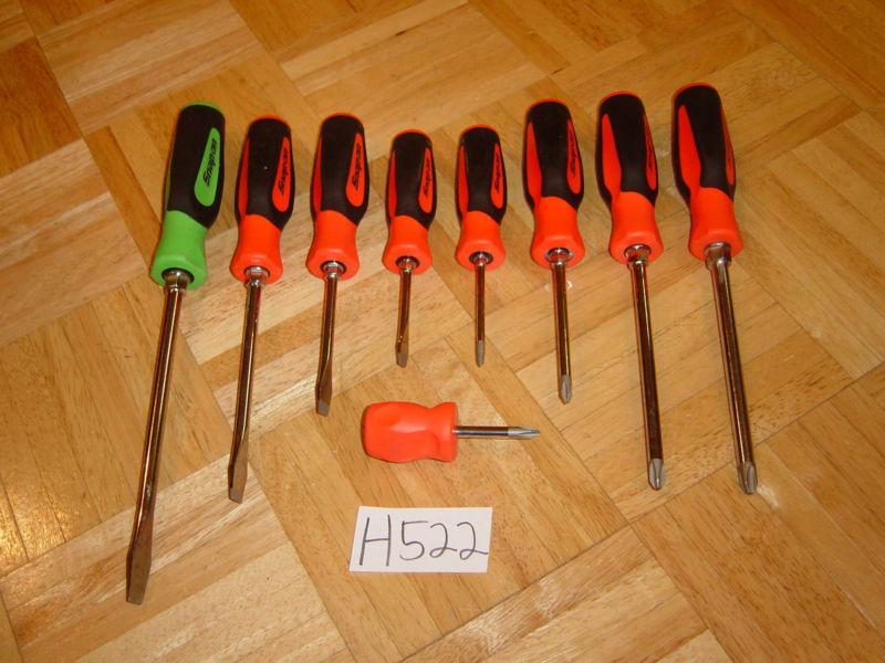 Snap on tools new unused 9 piece orange soft handle screwdriver set