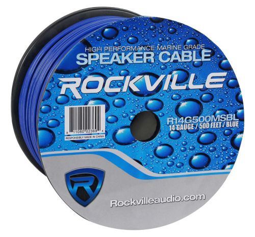 Rockville r14g500ms-bl 500 foot spool marine waterproof 14 awg speaker wire blue