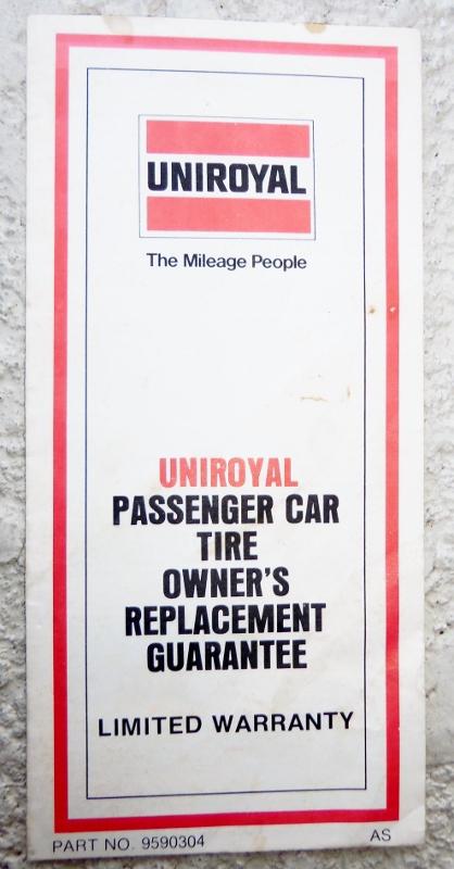 Uniroyal tire warranty brochure for 1977 chevrolet cars and trucks