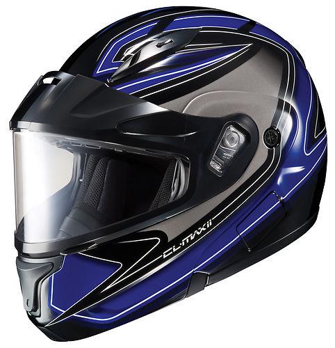 Hjc cl-max ii zader snowmobile dual lens shield helmet black blue white 4xl
