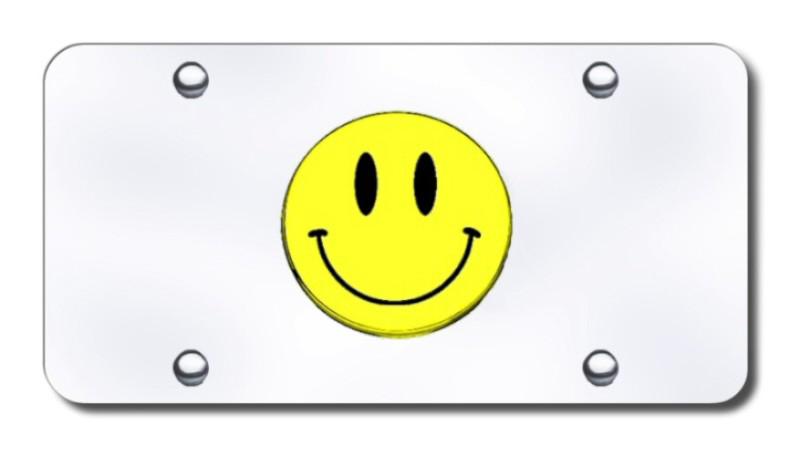 Smiley logo chrome on chrome license plate made in usa genuine