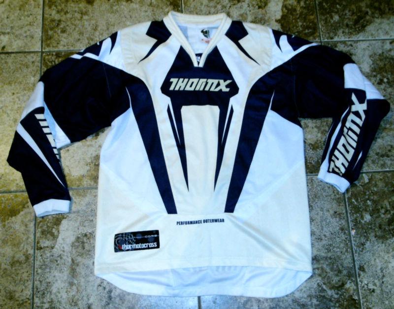 Thor mens core yellow, blue and white motocross long sleeve jersey size medium