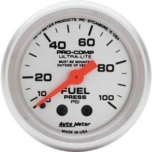 Autometer 2in. fuel press; 0-100 psi mech; ultra-lite