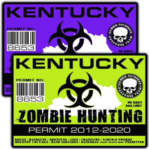 Kentucky zombie outbreak response team decal zombie hunting permit stickers a