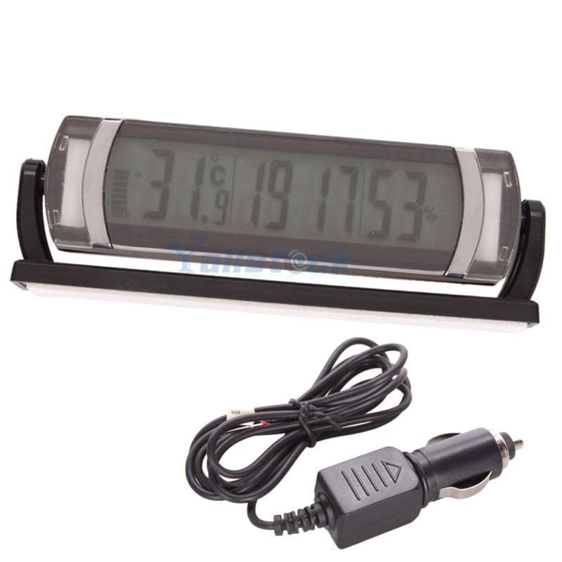 New led digital car thermometer blue backlight in/out calendar clock display 