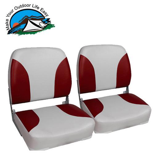 New 2 waterproof  highback deluxe folding fishing boat seats  gray/red