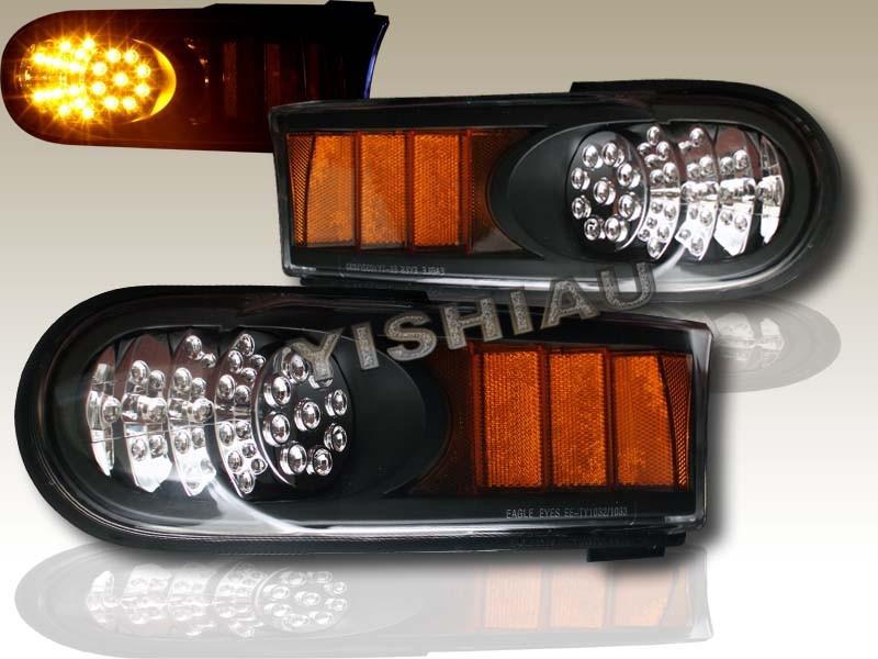 07-10 toyota fj cruiser black led bumper corner signal lights + amber reflector