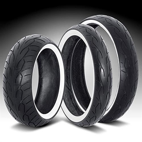 Vee rubber white wall tire set - front 130/70-18, rear 200/55-17