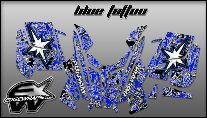 Polaris pro-rmk rush custom graphics kit -  blue tattoo