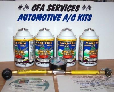 4 refrigerant - r12 adapter / hose+gauge+dvd a/c kit /fits any year !! fast ship