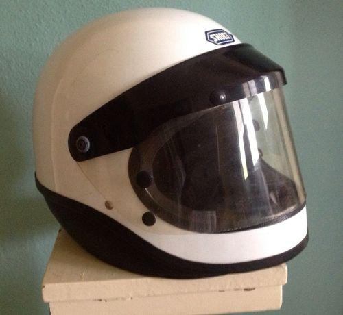 Vtg white shoei s-20 motorcycle helmet full face racing flat track