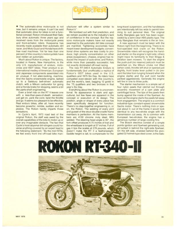 1975 rokon rt-340-ii test article -  vintage 1974 rt340 enduro sachs auto