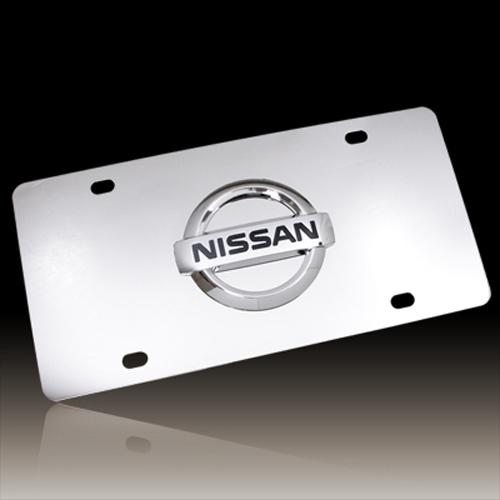 Nissan 3d logo chrome stainless steel license plate, licensed + free gift
