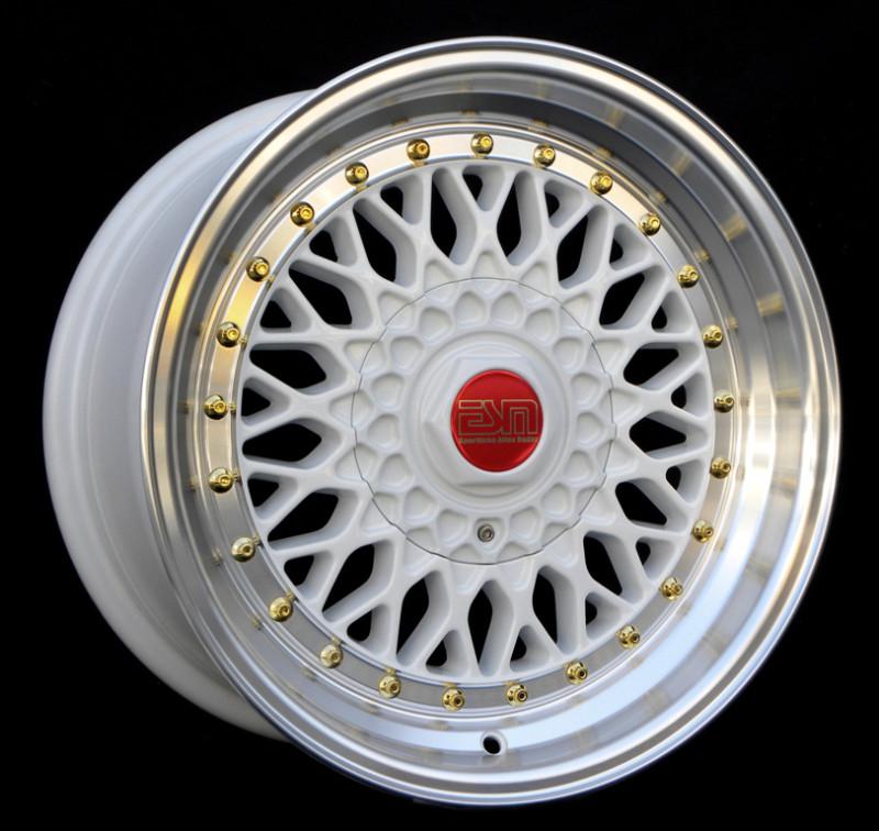 White 16x8 16" rs style wheels 4x100 esm 002r bmw e30 (non m3)
