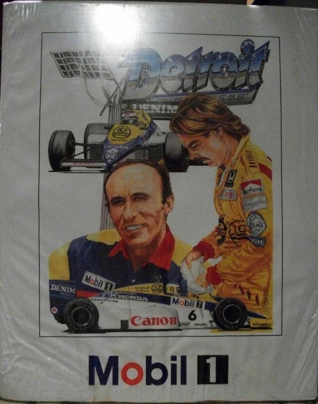 1985 mobil one racing detroit grand prix old poster original