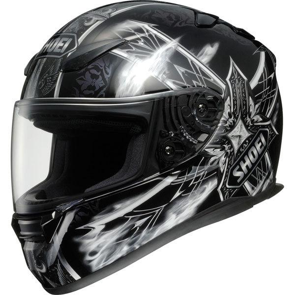 Black/silver m shoei rf-1100 diabolic feud full face helmet