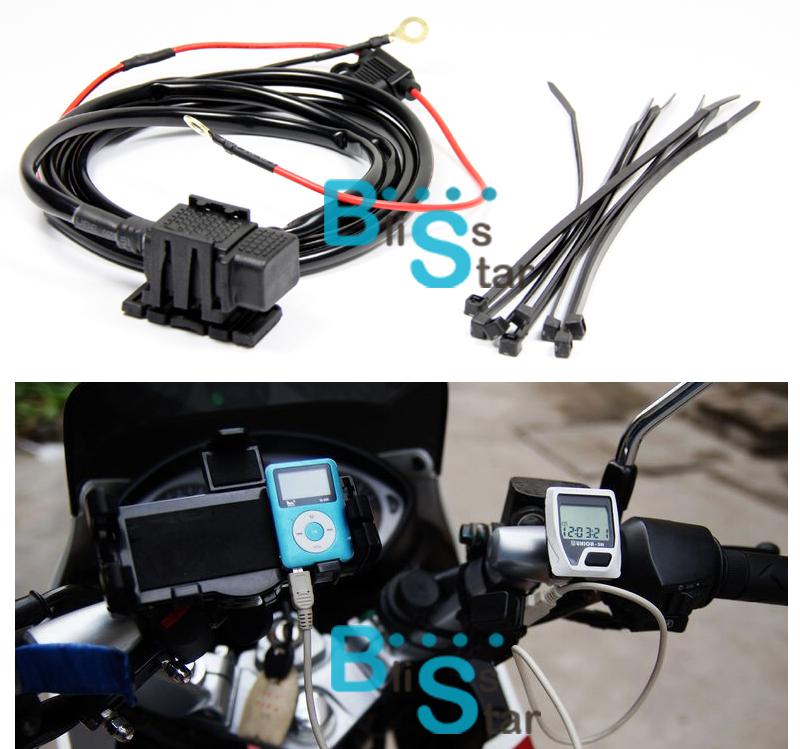 Universal motorcycle atv utv snowmobile iphone usb power port adapter charger