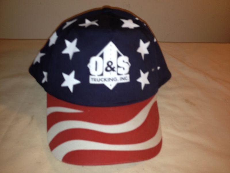 D & s trucking inc snapback hat red white blue stars stripes