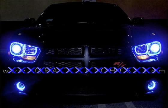 Dodge charger 2011-2013 blue plasma headlight halos angel demon eyes kit 