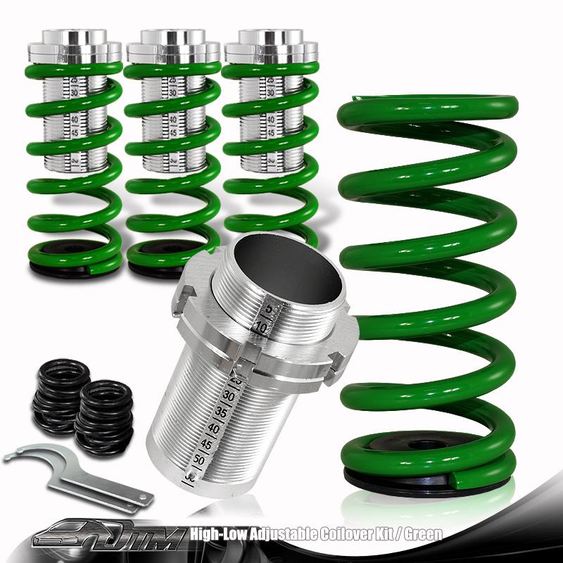 90-97 honda accord green adjustable front+rear coilover lowering spring +scale