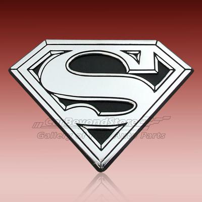 Superman 3d chrome metal car emblem, licensed, easy install, + free gift