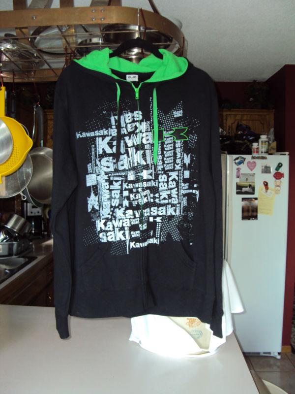 Kawasaki men's smasher zip-front hooded sweatshirt ~ size l  nwt!