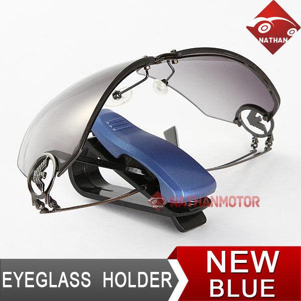 Blue car auto vehicle sun visor eye sunglasses eyeglass card holder clip wow
