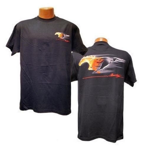 New flaming mustang ford mustang fire choice of size l xl or xxl on gray t-shirt