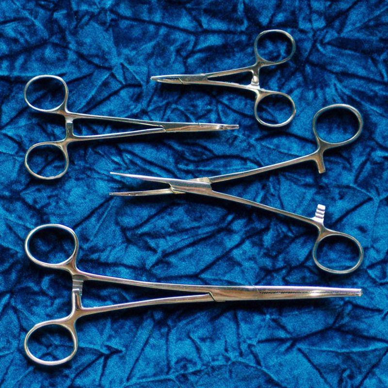 Hemostats / locking forceps 4 piece curved set 3-1/2" - 8" stainless steel new