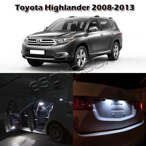 12 white led map dome door trunk light package for toyota highlander +tool bar
