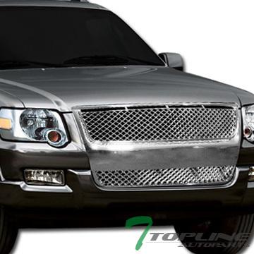 Chrome mesh front hood bumper grill grille abs 07-09 10 ford explorer sport trac