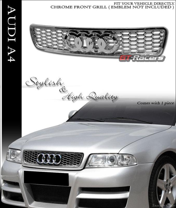 Chrome r style honeycomb mesh front hood bumper grill grille 96-00 01 audi a4 b5