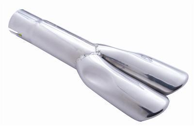 Two (2) exhaust tip stainless steel polished dual outlet mustang style