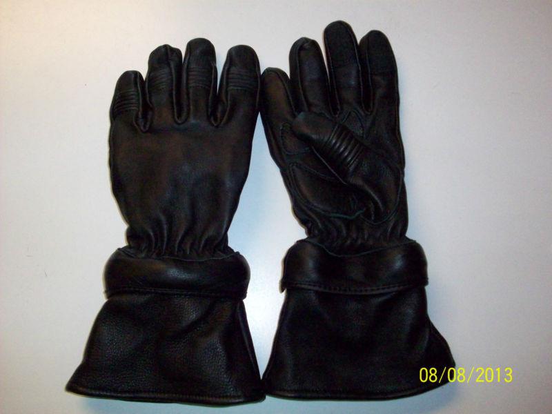 Xelement convertible gauntlet motorcycle insulated deerskin leather gloves m 7