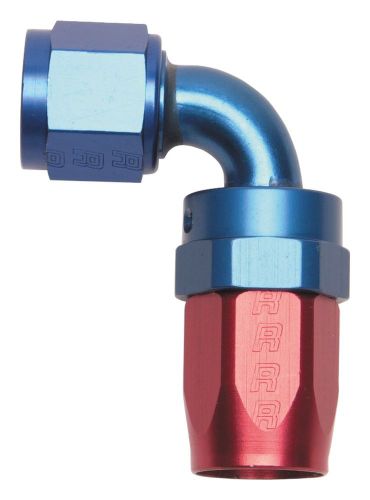 Russell 613200 full flow swivel hose end fitting 90 deg. end red/blue -16an